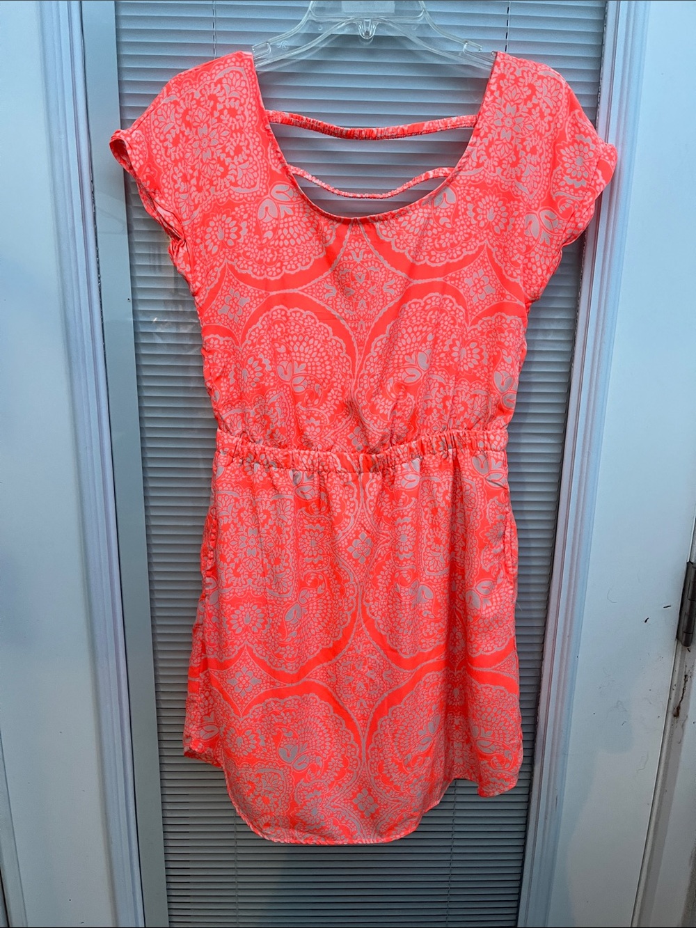 American Eagle bright orange printed sun dress. SZ: S/P